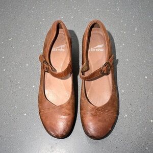Dansko Women's Fawna Brown Leather Mary Jane Y2K Clogs Size 7.5
